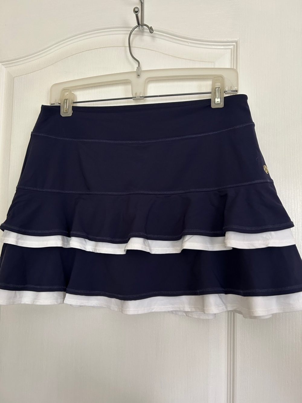 Lilly Pulitzer Navy and White Layered Ruffle Skirt
